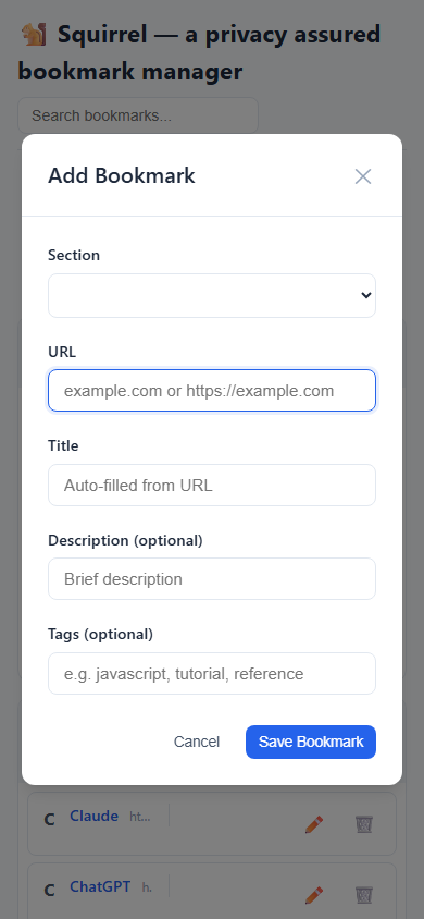 Add bookmark on mobile